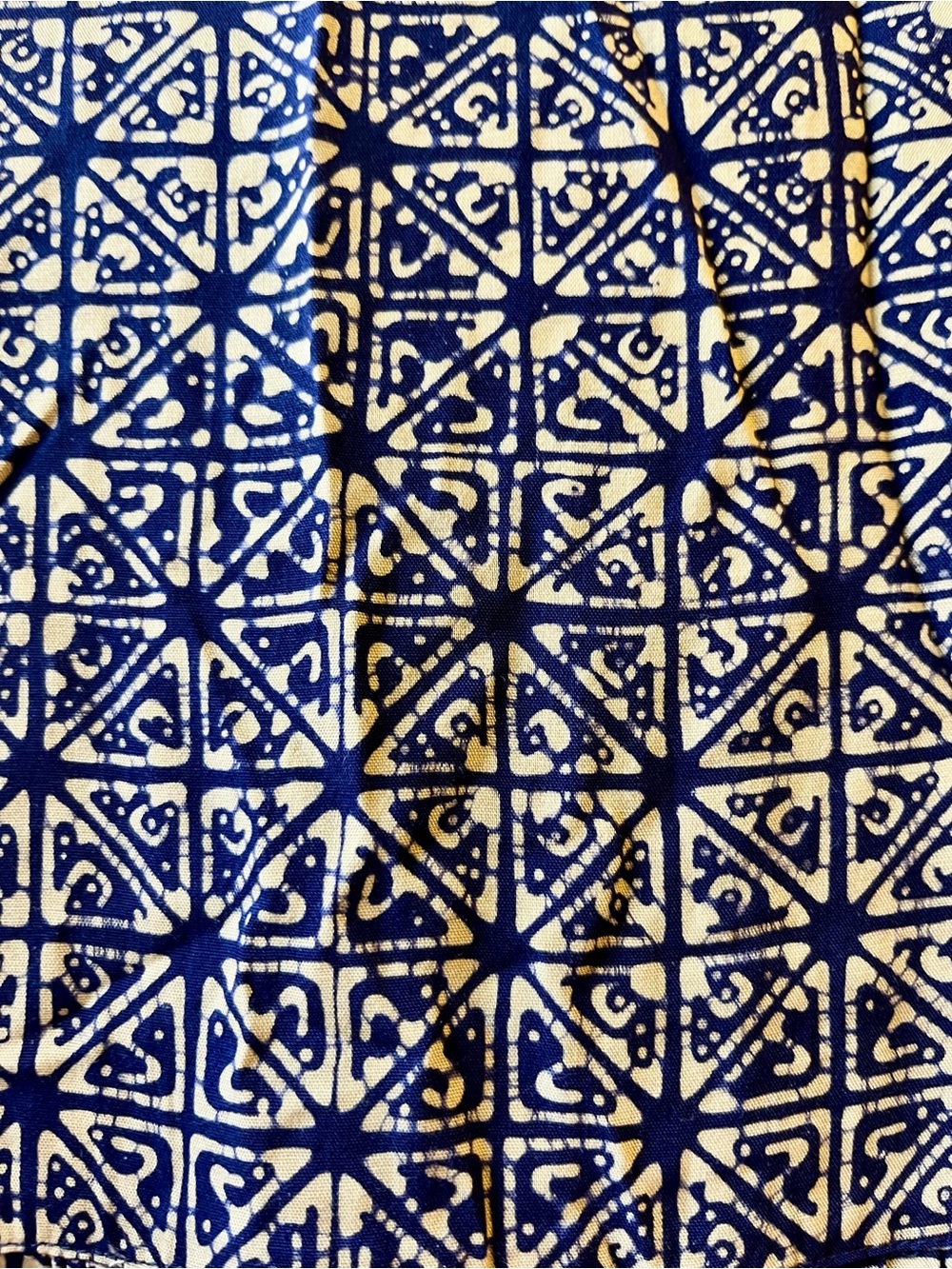 Tamba Batik Geometric Maxi Dress in Navy Blue & White Boho from Indonesia - Picture 5 of 9